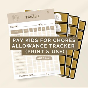 Allocation pour enfants et suivi des tâches ménagères imprimables – Payez les enfants pour les tâches ménagères (format US Letter + A4)