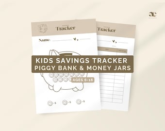 Kids Savings Tracker Printable – Piggy Bank & Money Jars (ages 6–16) - Etsy