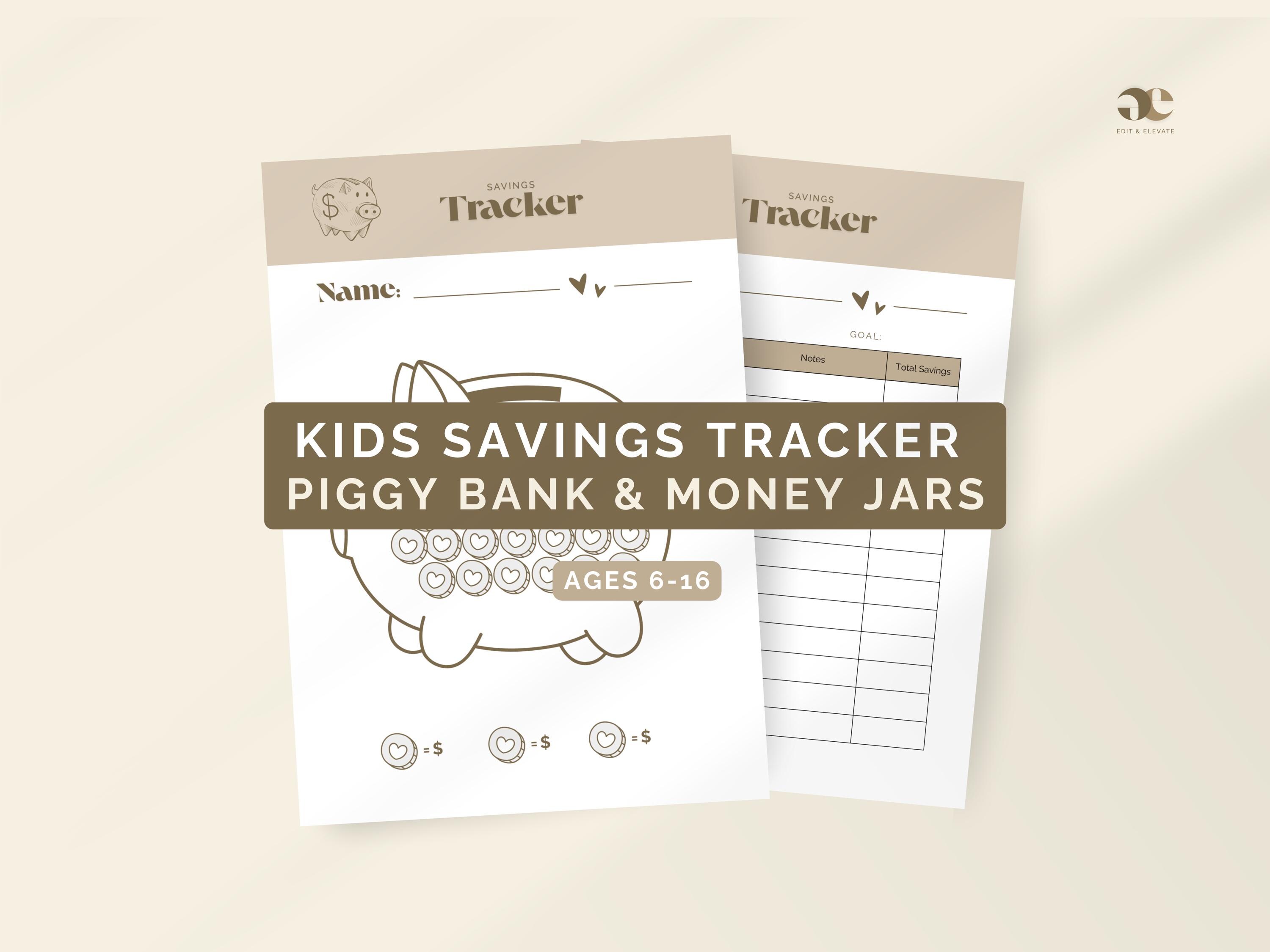 Kids Savings Tracker Printable – Piggy Bank & Money Jars (ages 6–16) - Etsy
