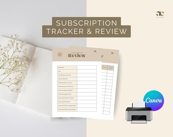 Tracker degli abbonamenti stampabile: monitoraggio delle spese mensili e verifica del budget (download digitale A4)