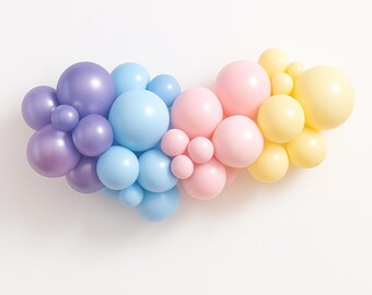 Pastel Balloon Garland Kit, Purple Blue Pink Yellow, Baby Shower Birthday Decor