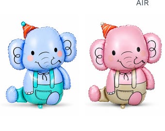 Globo de aluminio con forma de elefante bebé, rosa o azul, ideal para decoración de baby shower, primer cumpleaños o revelación de género.
