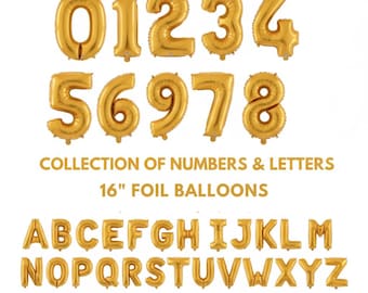 Ballons alphabet chiffres en feuille d'or 16 pouces, décoration de fête avec nom personnalisé (remplissage d'air)
