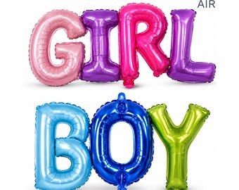 Guirnalda de globos con letras para baby shower, decoración para revelación de género, letrero de aluminio rosa para niña y azul para niño
