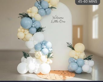 Balloon Arch Kit: Pastel Blue, Pale Yellow & White (Baby Shower, Birthday)