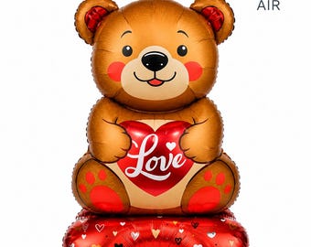 Globo gigante de oso de peluche de pie, corazón de osito inflable, decoración de San Valentín y aniversario.