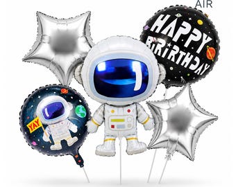 Set de globos de cumpleaños de astronauta, decoraciones gigantes para fiestas espaciales, estrellas, temática de galaxia.