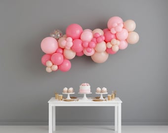 Pastel Balloon Garland Kit, Baby Pink Orange White, DIY Party Backdrop
