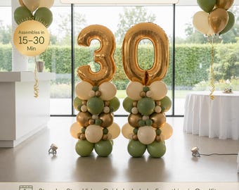 30歳の誕生日バルーンアーチキット、オリーブグリーンゴールドクリームガーランド、DIYパーティーデコレーション背景