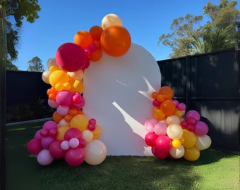 Fuchsia Orange Yellow Pink Balloon Arch Kit, Birthday Bridal Shower Garland DIY