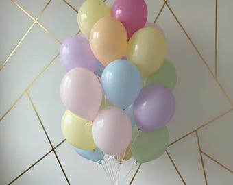 Pastel Rainbow Latex Balloons – Soft Birthday Party, Baby Shower Decor