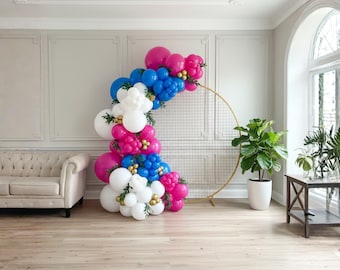 DIY Balloon Garland Kit: Hot Pink, Royal Blue, White & Gold, 146pcs
