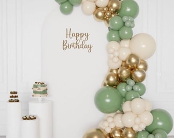 Balloon Arch Kit: Sage Green, White & Gold Party Garland (DIY)