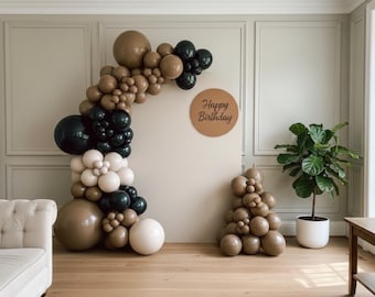 Kit ghirlanda di palloncini, colori neutri moderni, marrone, nero e crema (113 pezzi)
