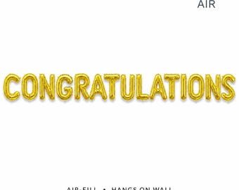 Globo con pancarta de felicitación, letras doradas de 40 cm (16") / Decoraciones para fiestas de graduación, jubilación o nuevo empleo