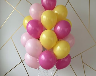 Bouquet de ballons roses et jaunes - Décoration de fête vibrante, anniversaire, Articles de baby shower
