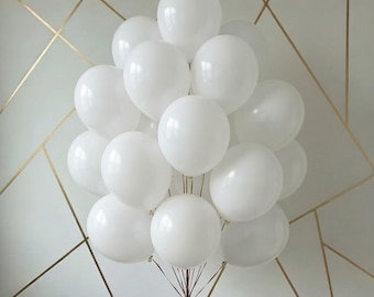 Ballons en latex blanc pur - Décoration de fête professionnelle, mariage, douche nuptiale (paquet de 20)