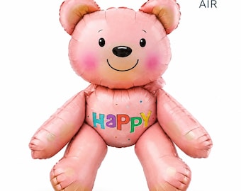Globo de aluminio con forma de osito de peluche rosa, decoración para baby shower "We Can Bearly Wait", primer cumpleaños