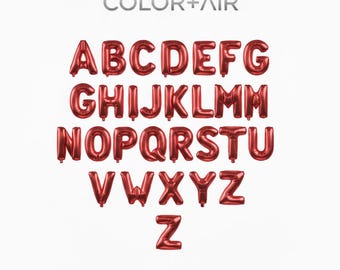 Letras del alfabeto en globos de papel de aluminio rojo / PNG + SVG (Descarga digital)
