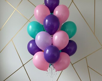 Purple Pink Teal Balloon Bouquet – Vibrant Party Decor, Celebration Centerpiece