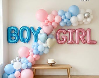 Gender Reveal Balloon Set | Boy or Girl Pink Blue Garland Kit, Baby Shower Decor