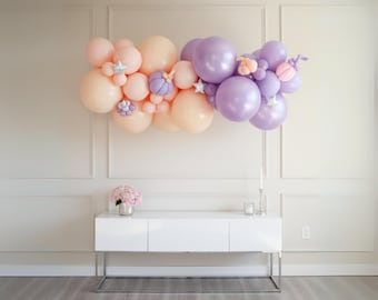 Lavender Pastel Orange Baby Pink Balloon Garland Kit, First Birthday Baby Shower Decor