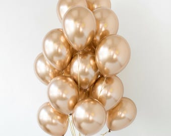 Ballons champagne dorés et chromés - Décoration de fête métallique, anniversaire, accessoires de douche de mariage