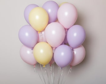 Bouquet de ballons pastel, lilas jaune rose, premier anniversaire, baby shower, décoration de fête bohème