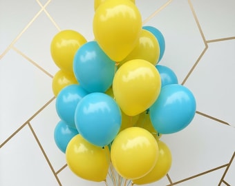 Bouquet de ballons bleus jaunes - Décoration de fête, Centre de table d'anniversaire, Kit de bricolage