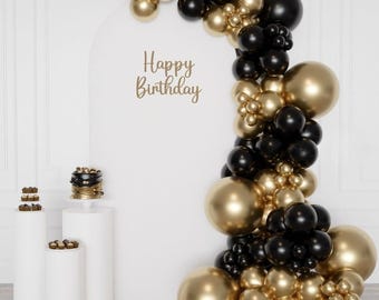 Black & Gold Balloon Arch Kit: DIY Party Garland Decoration