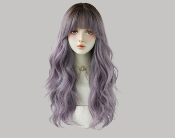 Pink Purple Long Wig With Bangs – 28 display picture 2