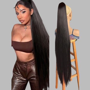 Extensión de Cabello Cola de Caballo Extra Larga 107 cm Clip-In