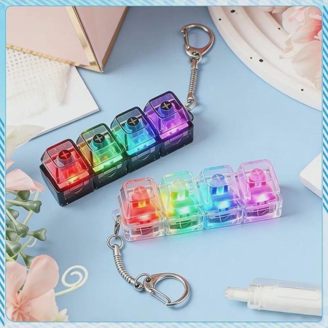 4keys Illuminated Mechanical Keyboard Keychain Finger Button Anti ...