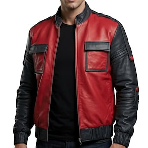 Chaqueta roja de Marty McFly hecha a mano / Abrigo de cosplay de Regreso al Futuro / Talla unisex y personalizada