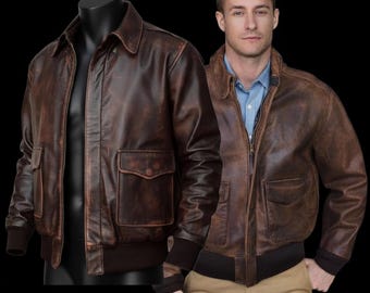 ヴィンテージ ジーノレザーズ ブラウン 本革 ボンバー フライト