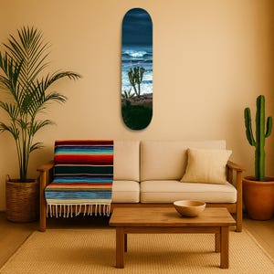 Skateboard Wall Art Skateboard Decor Cactus and Ocean Wave Surf Skate Deck
