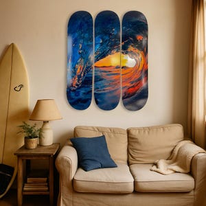 Skateboard Wall Art Decor Ocean Wave Surf Home Art