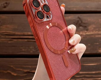 Funda LuxeSpark Mirror Case – Funda magnética para iPhone con purpurina galvanizada