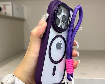 Funda transparente FlexiStand: funda a prueba de golpes para iPhone con soporte magnético plegable y protección para la lente.