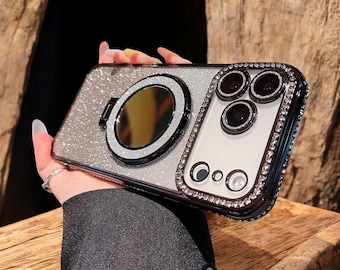 Diamond Glitter Mirror iPhone Case: Shockproof Stand Cover