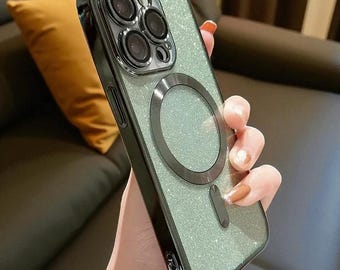 Funda SparkLuxe Glitter para iPhone: protección electrochapada y carga magnética segura