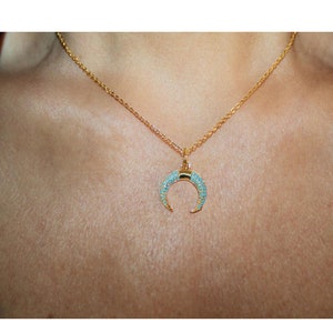 moon necklace,crescent necklace,turquoise moon necklace,gold horn necklace,gold Crescent Moon necklace,moon charm,crescent necklace