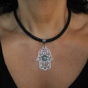 Hamsa collier, collier de charme Hamsa, collier de charme de mauvais œil, mauvais œil, hamsa argent, jusqu