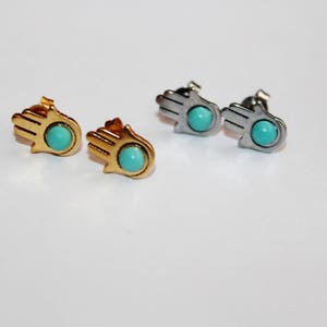 Hamsa earrings, small hamsa earrings, gold hamsa earrings, silver hamsa earrings, hamsa studs earrings, hamsa studs, gold hamsa studs