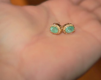 Opal earrings, post earrings, gold filled earrings, bridal earrings, bridesmaid earrings, crystal earrings