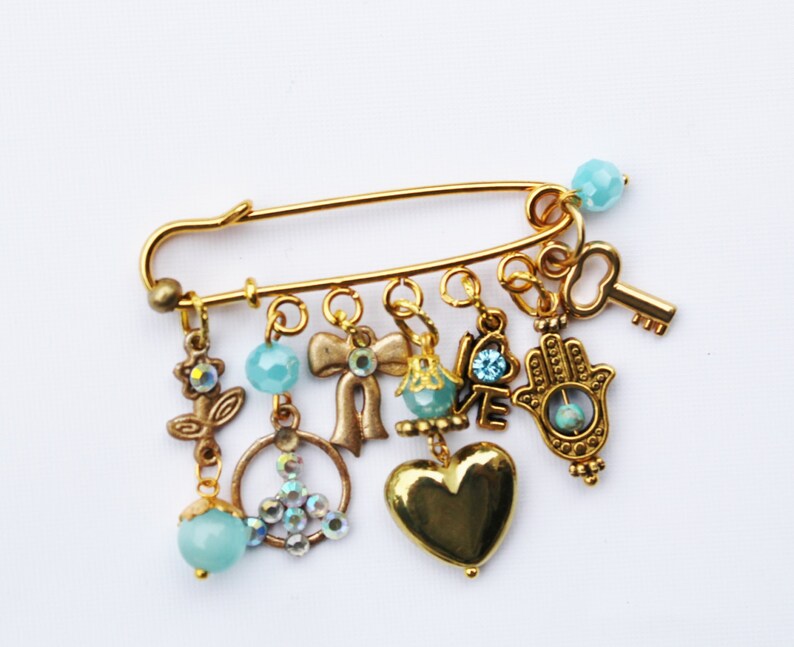 Hamsa Charm Brooch Charm Collection Brooch Safety Pin Charm Etsy
