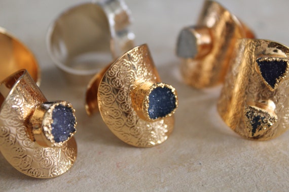 Large Stone Ring Spider Web Stone Ring Druzy Stone Ring Size 6 12 USD 16,75 EU Mossy Onyx Agate Ring