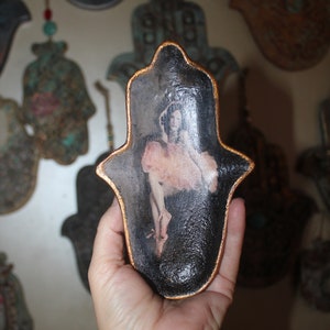 Plato de hamsa, cuenco de hamsa, plato de joyería, plato de hamsa