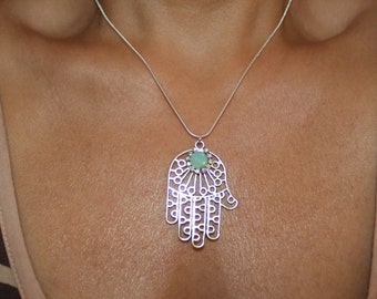 Hamsa necklace, Charm necklace, evil eye jewelry, gold necklace, hamsa charm necklace, gold hamsa