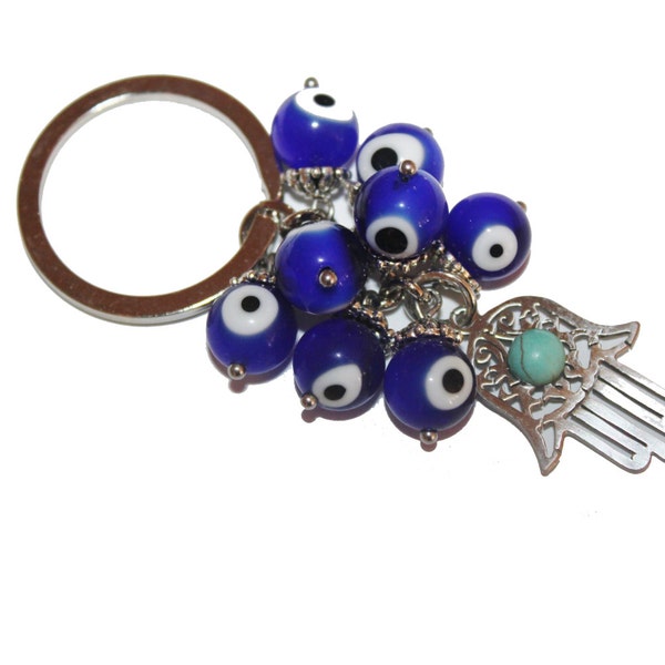 Porte-clés Hamsa, porte-clés mauvais œil, porte-clés hamsa, porte-clés en métal, porte-clés d’amour, charme du mauvais œil, charme hamsa, bijoux hamsa